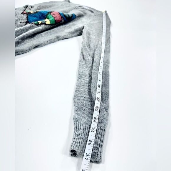 Woolrich winking owl print frost grey wool crew neck sweater S - Picture 9 of 11